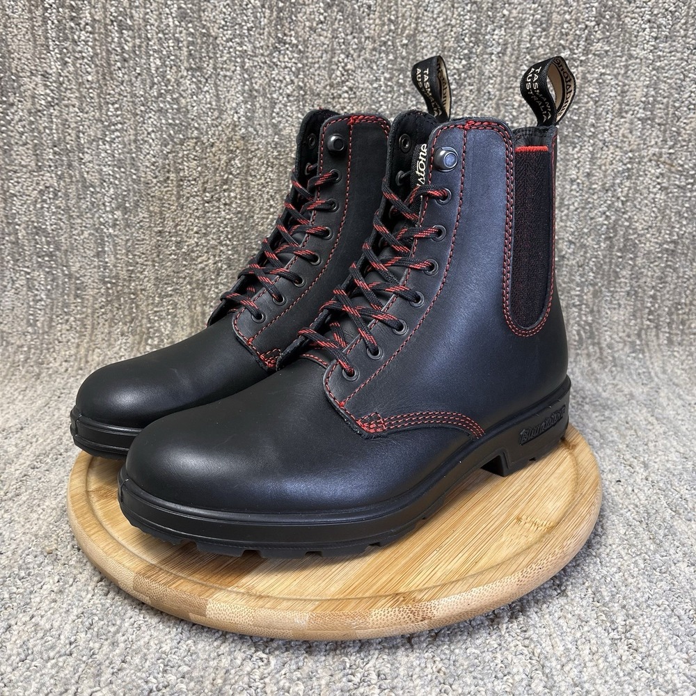 NEW Blundstone Women's Size 7.5 2325 Lace Up Black Red Leather Slip Boots UK 4.5